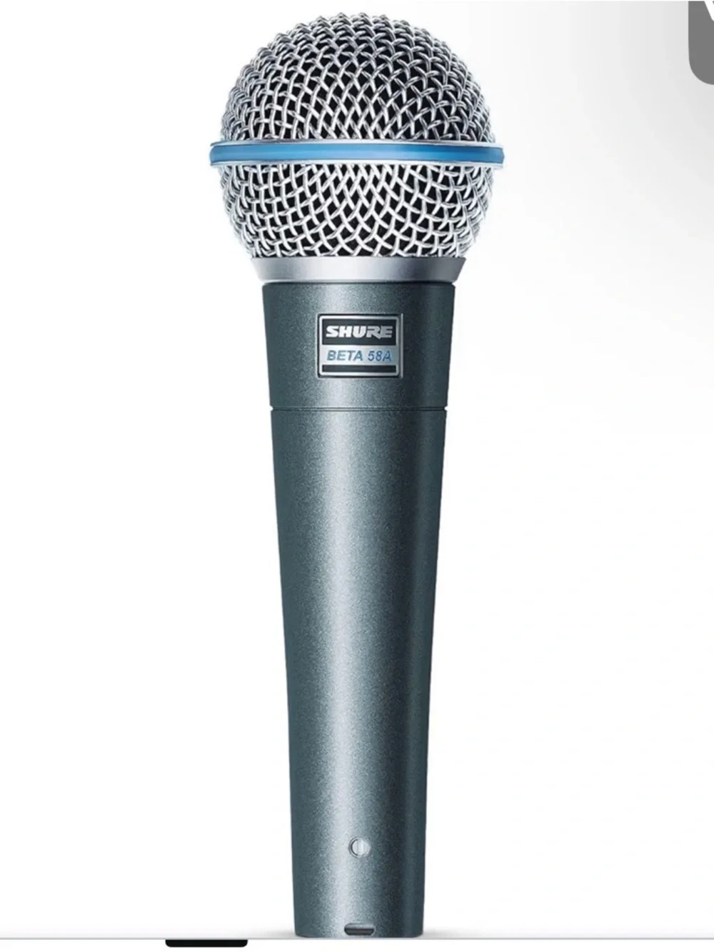 Shure Beta 58A Vocal Microphone in Metallic Gray with Blue Ring